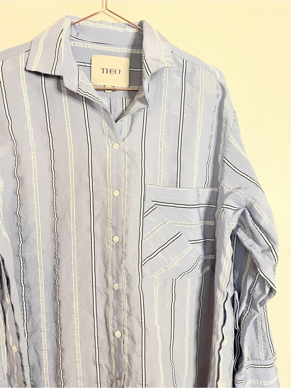 THEO The Label Euanthe Boyfriend Stripe Shirt M - Picture 8 of 12